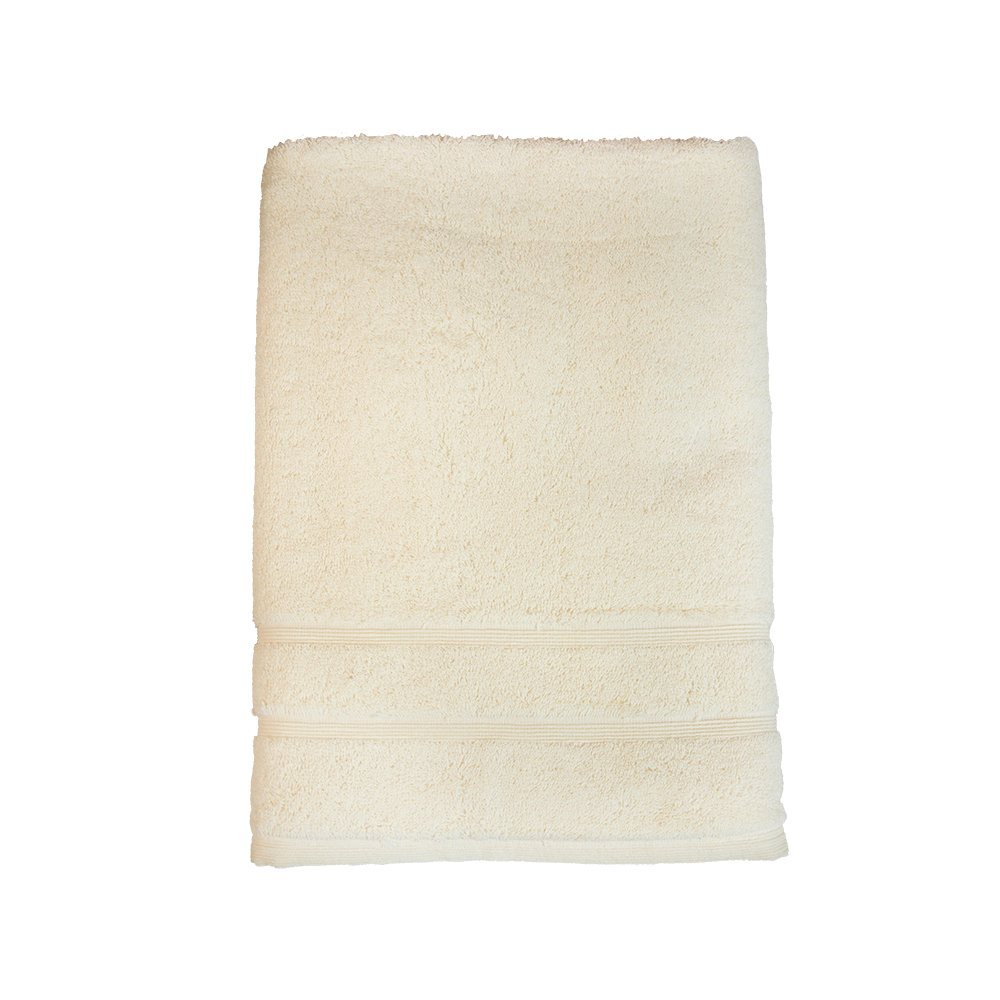 Bio Baumwoll Dusch- und Badetuch, in den Größen 70 mal 140 cm und 100 mal 140 cm in der Farbe Creme-Weiß