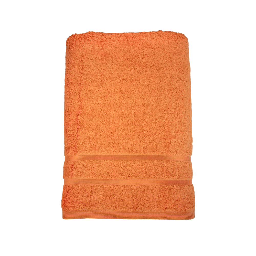 Bio Baumwoll Dusch- und Badetuch, in den Größen 70 mal 140 cm und 100 mal 140 cm in der Farbe Orange