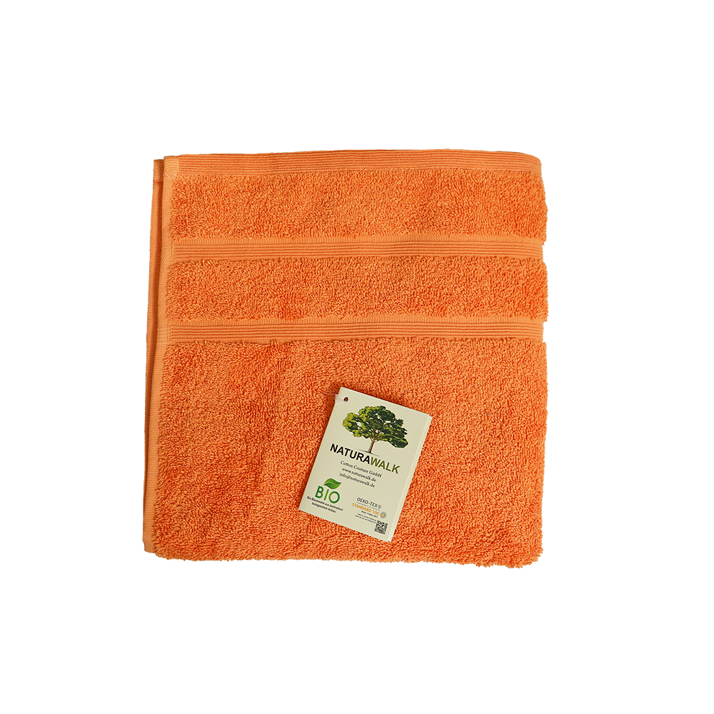 Bio Baumwoll Handtuch, Größe 50 mal 100 cm in der Farbe Orange