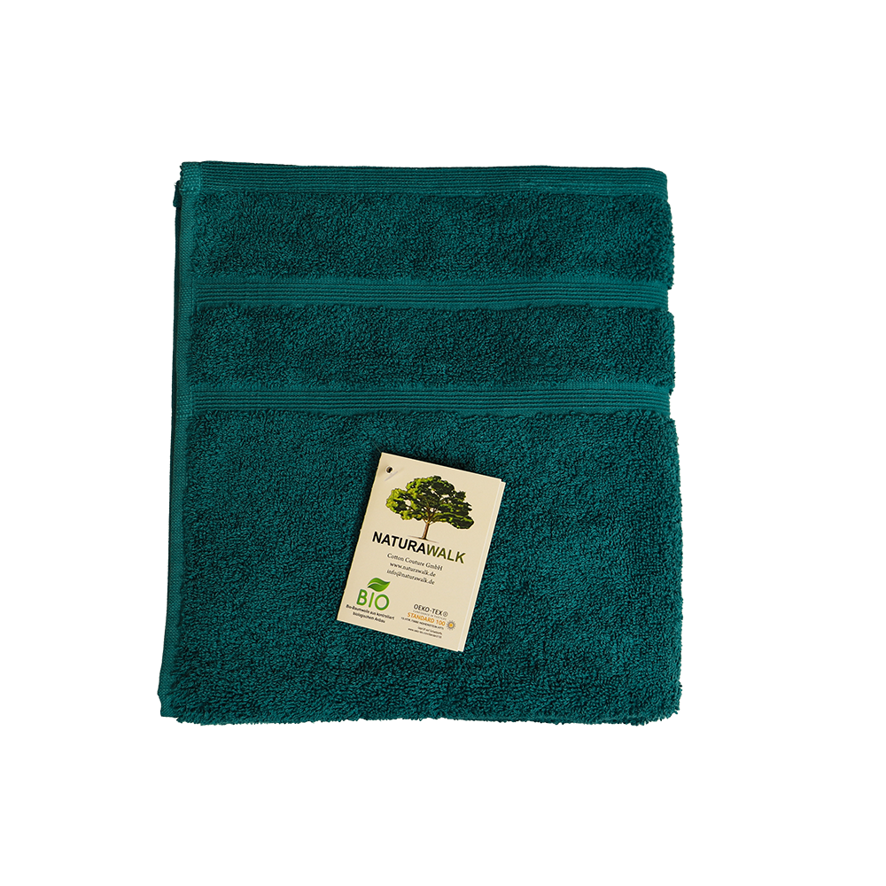 Bio Baumwoll Handtuch, Größe 50 mal 100 cm in der Farbe Petrol