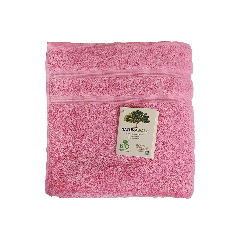 Bio Baumwoll Handtuch, Größe 50 mal 100 cm in der Farbe Rosa-Pink