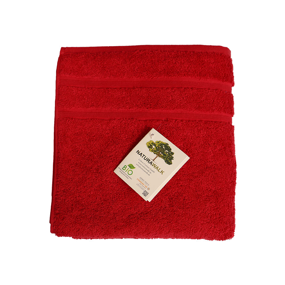 Bio Baumwoll Handtuch, Größe 50 mal 100 cm in der Farbe Rot