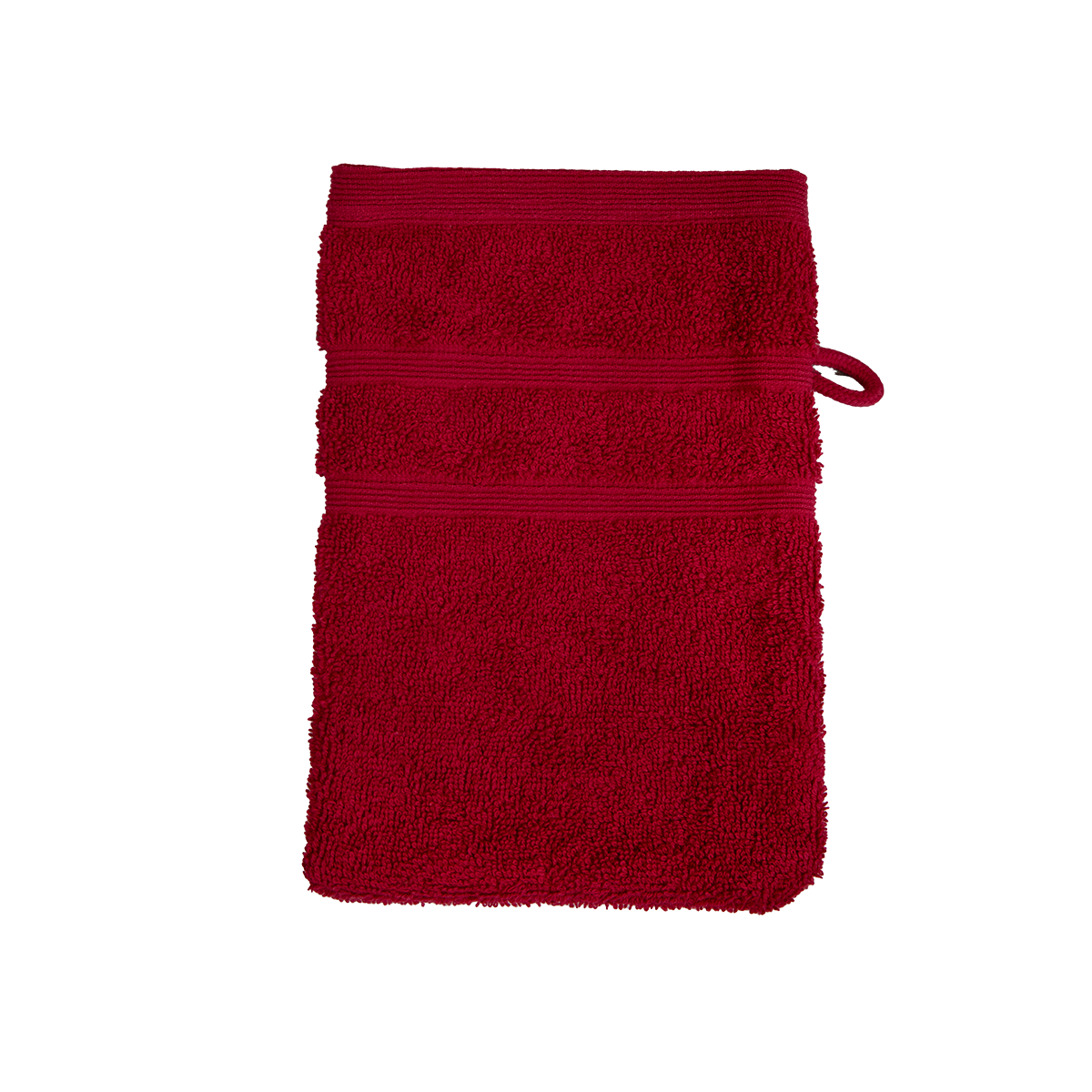 Bio Baumwoll Waschhandschuh, Größe 16 mal 21 cm in der Farbe Bordeaux (dunkles Rot)