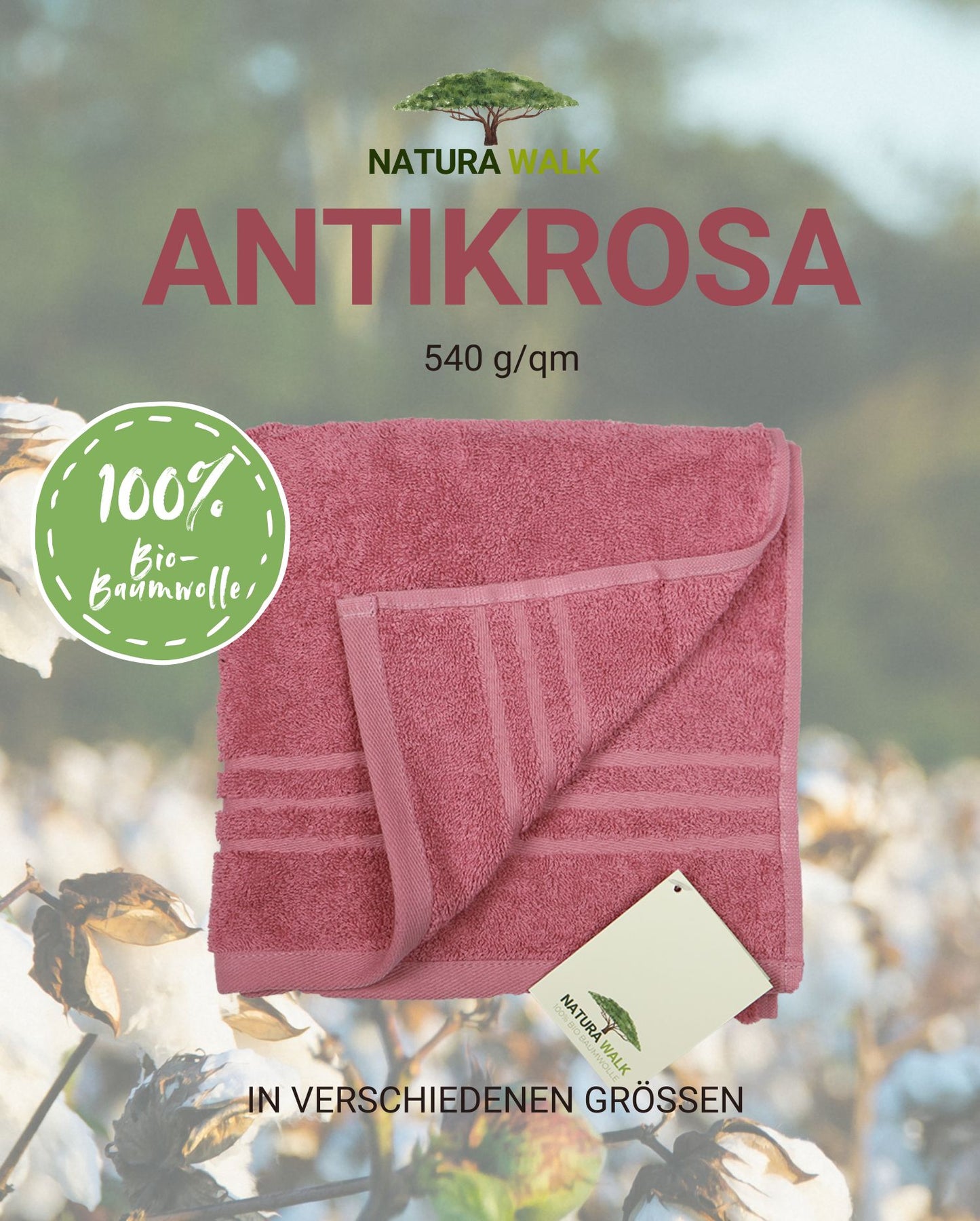 Handtuch | NATURAWALK | Milano Exclusiv | Antikrosa | Bio-Baumwolle