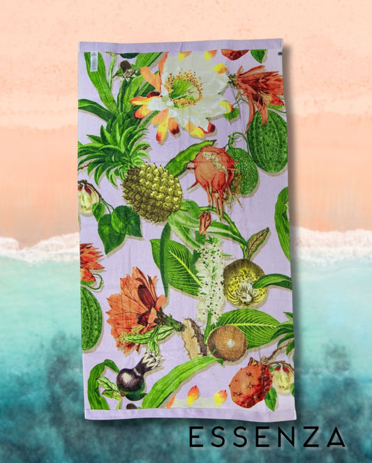 Beach towel ESSENZA Hawaii Lavender, 100x180, 100% organic cotton 