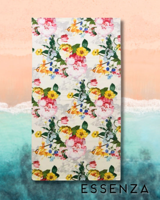 Beach towel ESSENZA Flowers, 100x180, 100% organic cotton 