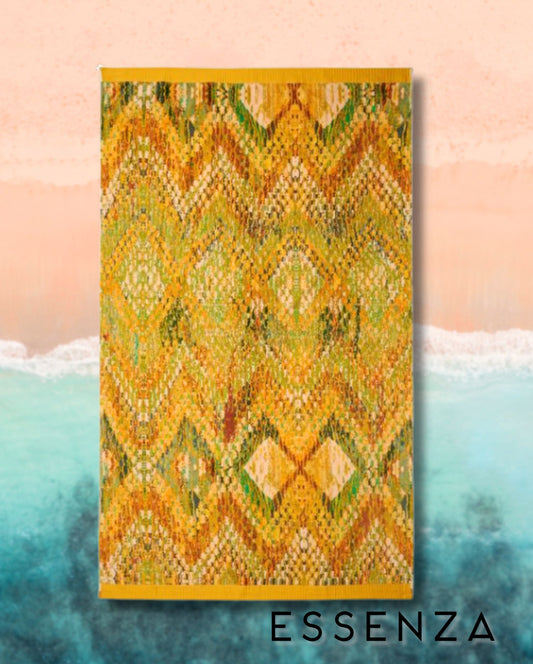 Beach towel ESSENZA Boho Mustard, 100x180, 100% organic cotton 