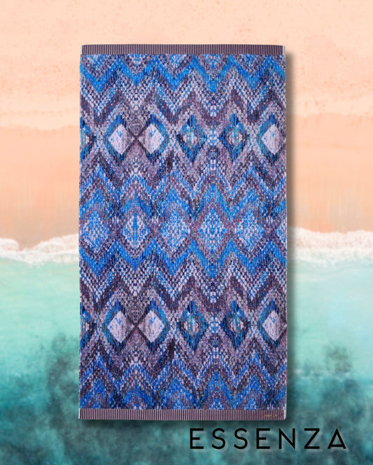 Beach towel ESSENZA Boho Blue, 100x180, 100% organic cotton 