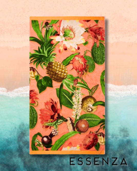 Beach towel ESSENZA Hawaii Orange, 100x180, 100% organic cotton 