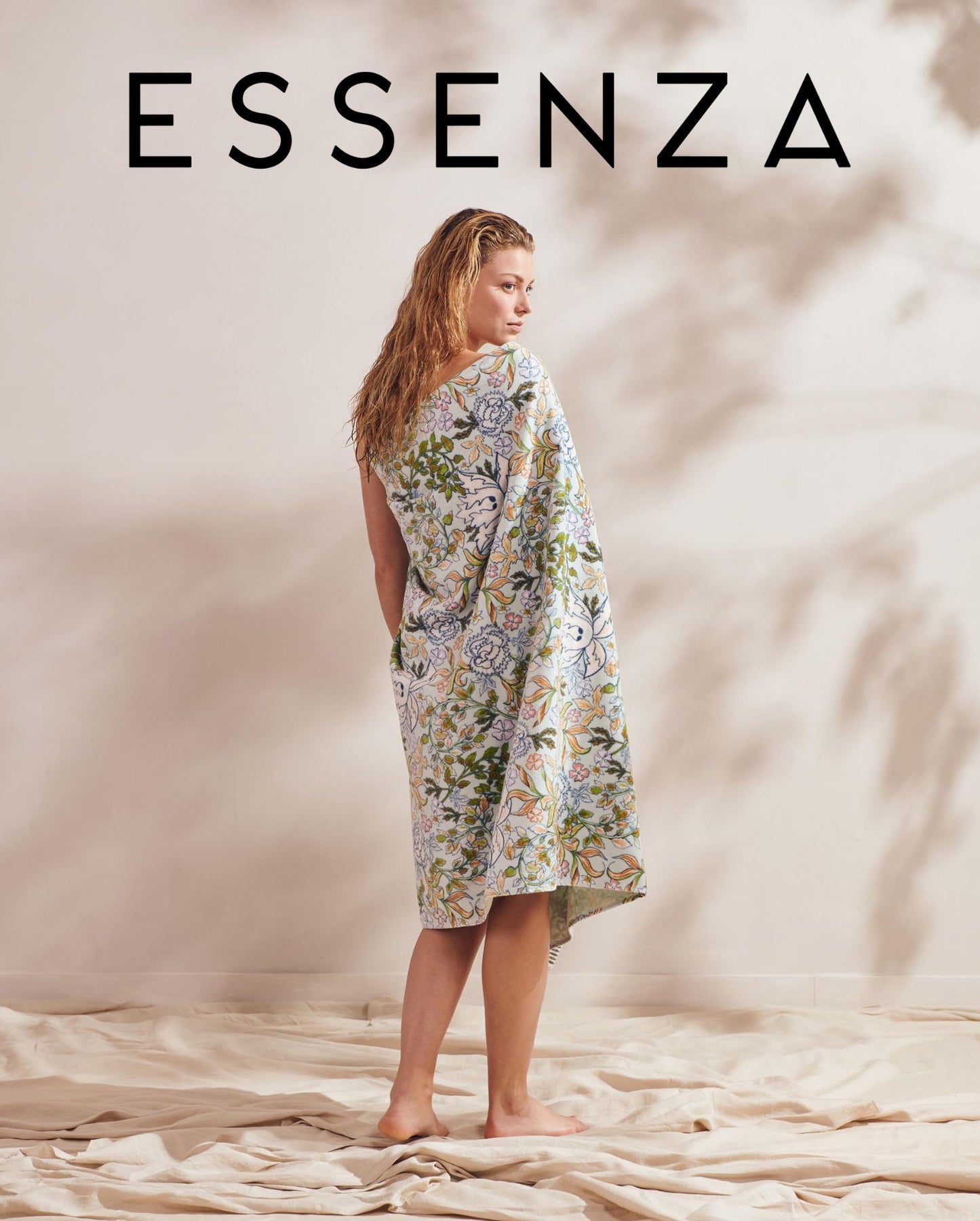 Beach towel ESSENZA Ophelia Hazy Blue, 100x180, 100% organic cotton 