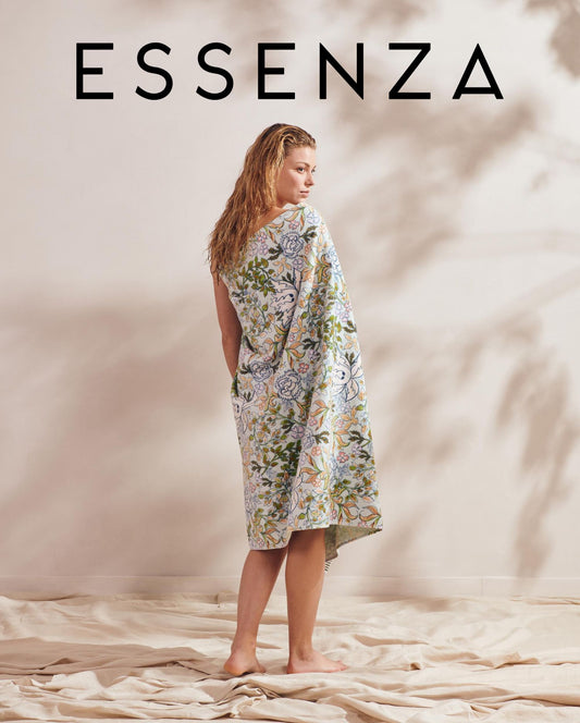 Beach towel ESSENZA Ophelia Hazy Blue, 100x180, 100% organic cotton 