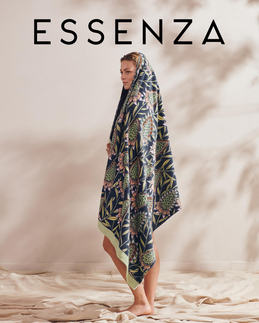 Beach towel ESSENZA Fela Sloe Blue, 100x180, 100% organic cotton 