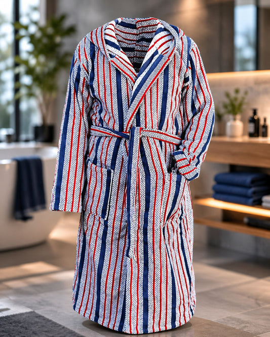 Bademantel mit Kapuze | LIST | Stripes | lang | unisex