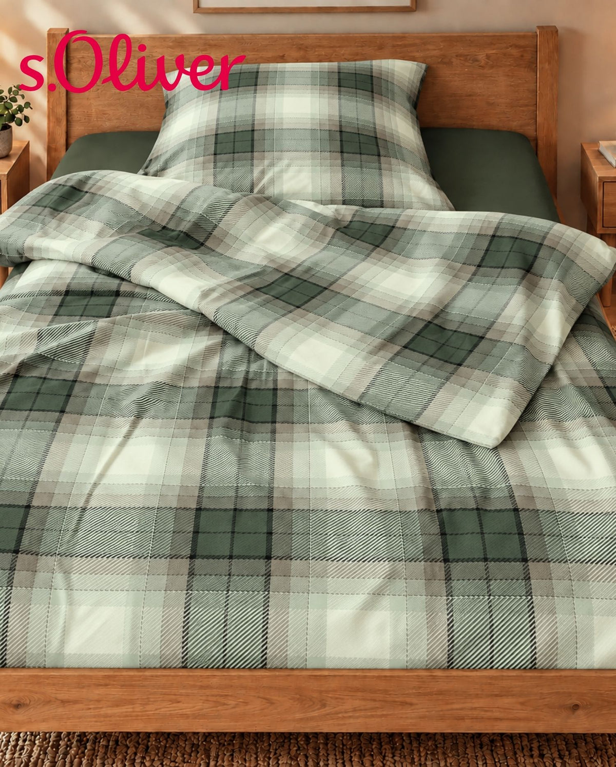 Mako satin bed linen s.Oliver Green
