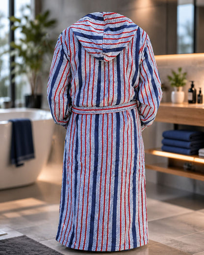 Bademantel mit Kapuze | LIST | Stripes | lang | unisex