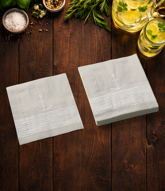 Papierservietten | ppd | Pure Anchor taupe | 33x33cm | 20 Stk.