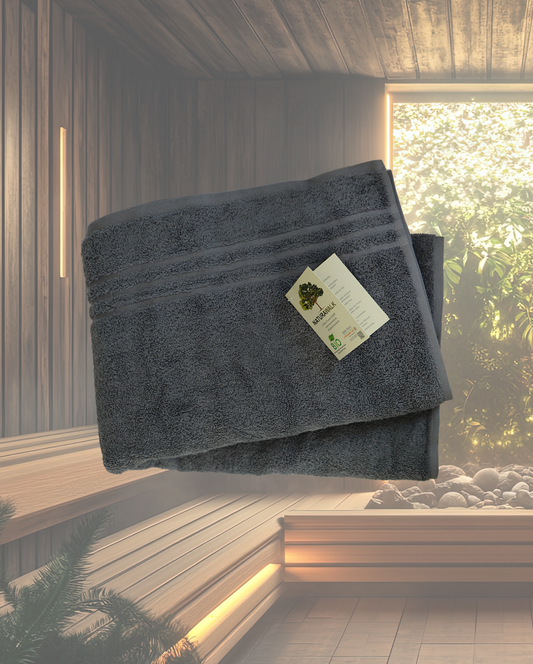 Saunatuch | NATURAWALK | Milano Exclusiv Anthrazit | 70x200cm | Bio-Baumwolle
