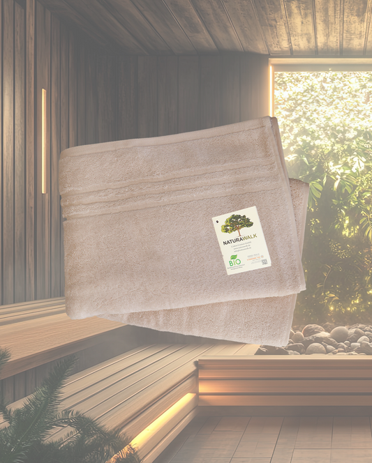 Saunatuch | NATURAWALK | Milano Exclusiv Beige | 70x200cm | Bio-Baumwolle