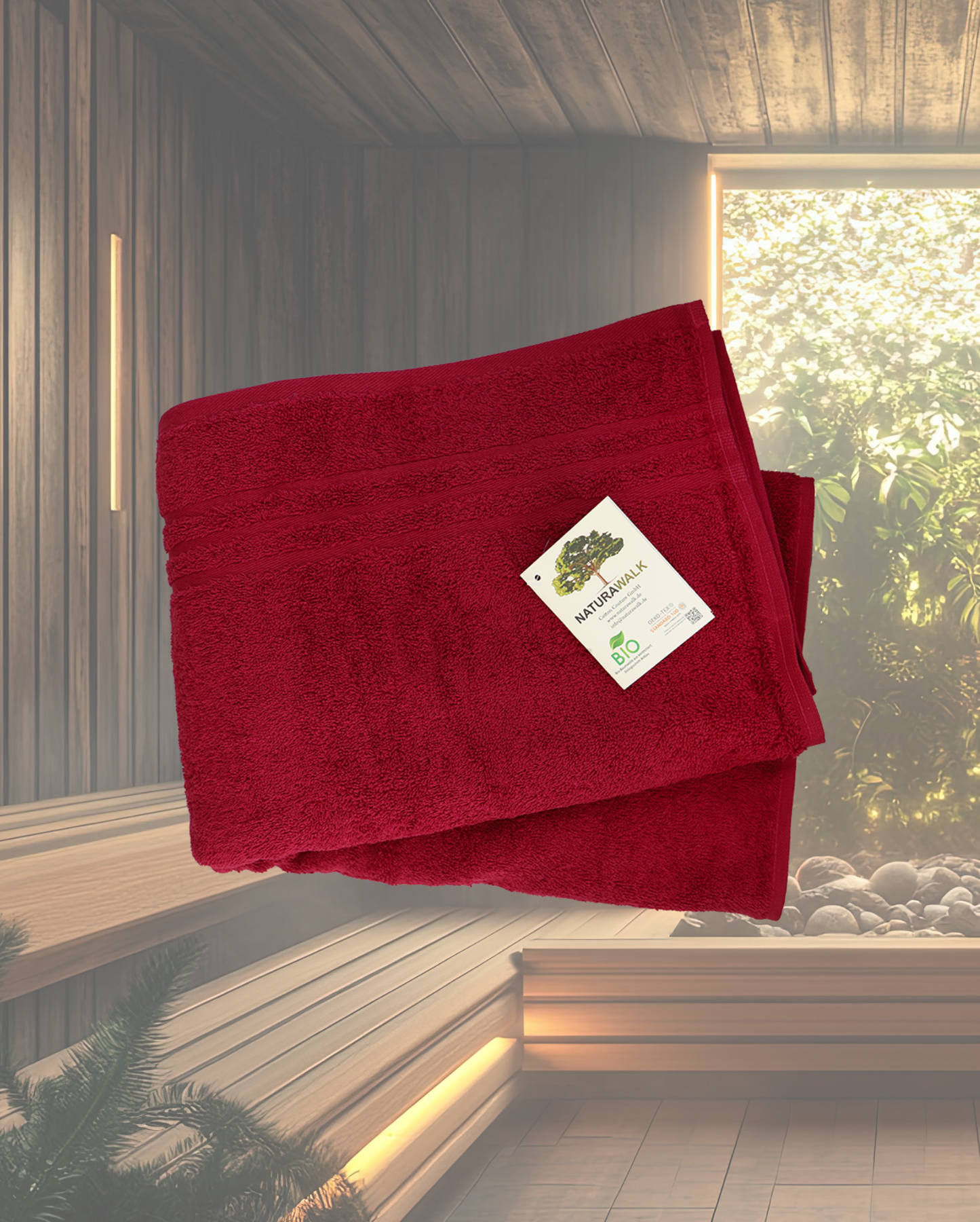Sauna towel NATURAWALK Milano Exclusive 70x200cm 100% organic cotton, Bordeaux