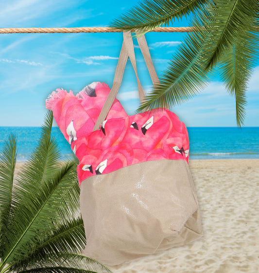 NATURAWALK Strandtasche Flamingo