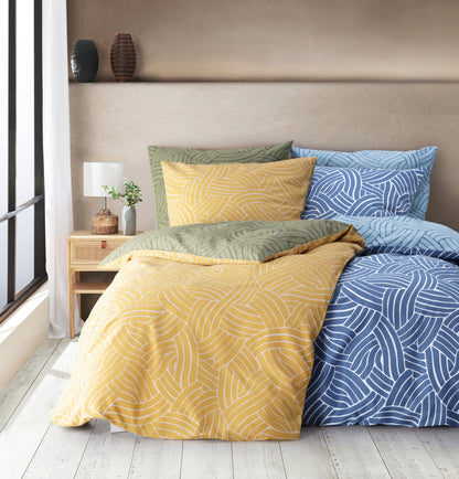 Satin Bettwäsche | Sympathica | Ellis | Blue oder Mustard