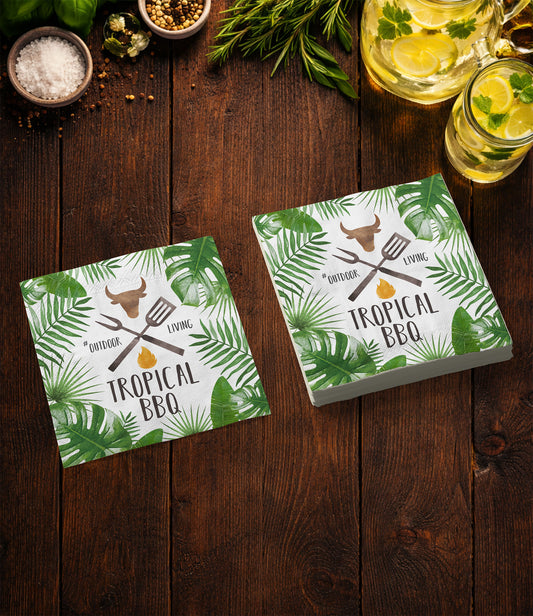 Papierservietten | ppd | Tropical BBQ white 26 | 33x33cm | 20 Stk.