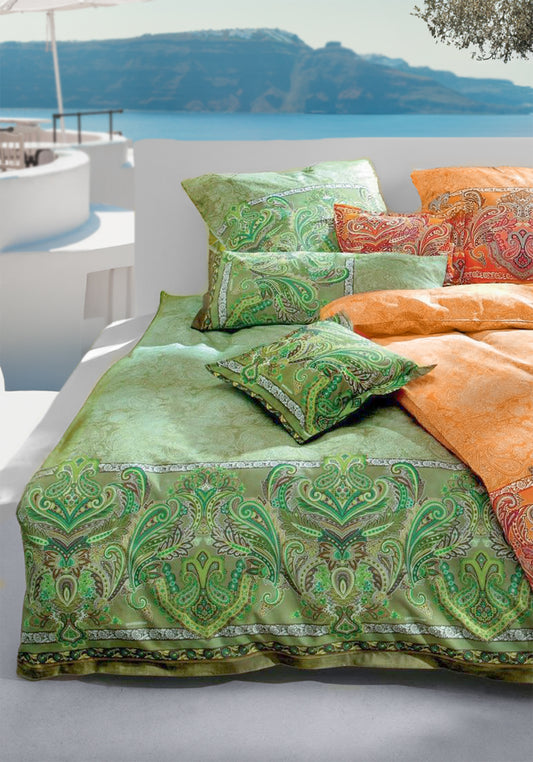 Mako satin bed linen bassetti Volterra V1 green 