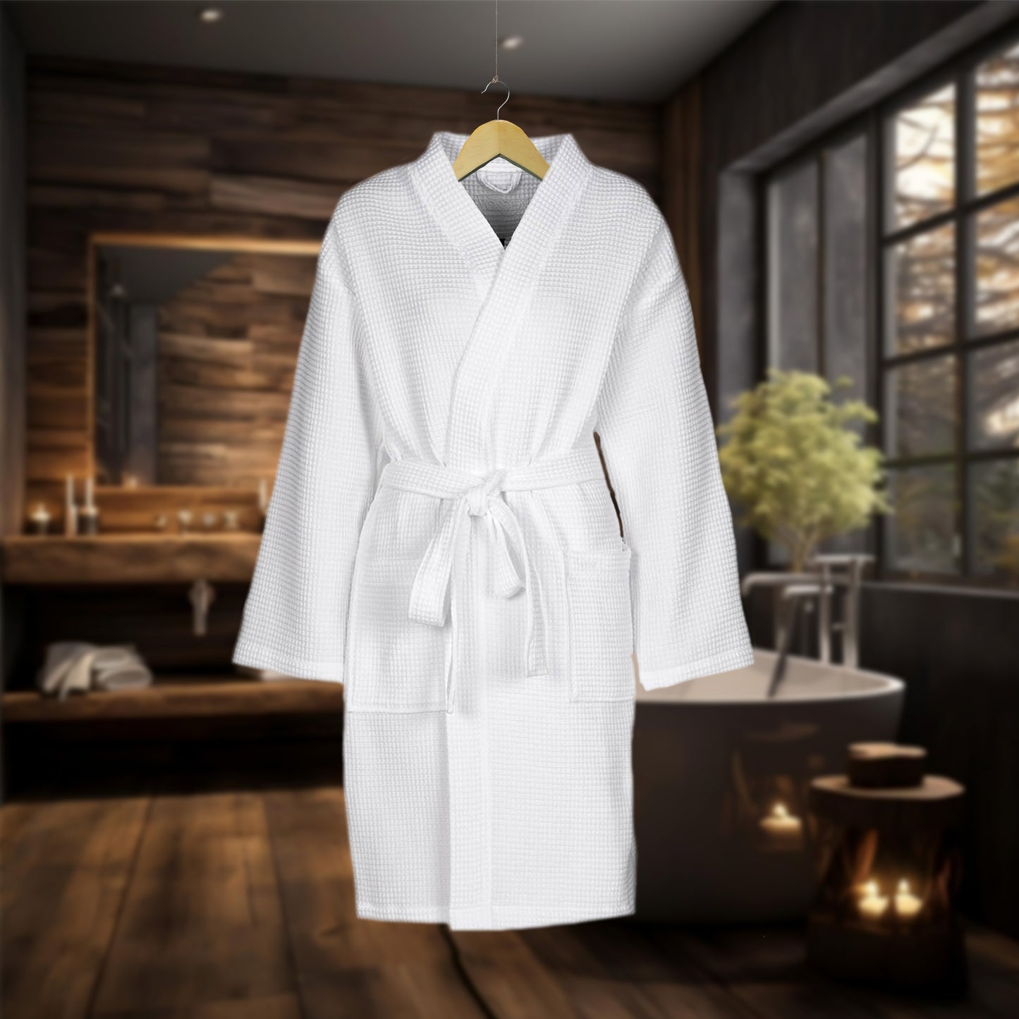 Bathrobe VOSSEN Waffle Piqué - Rome White