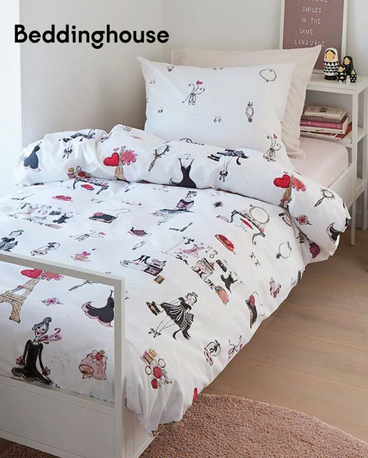 Kinderbettwäsche | 100% Baumwolle | beddinghouse | Paris Girl | 135x200cm