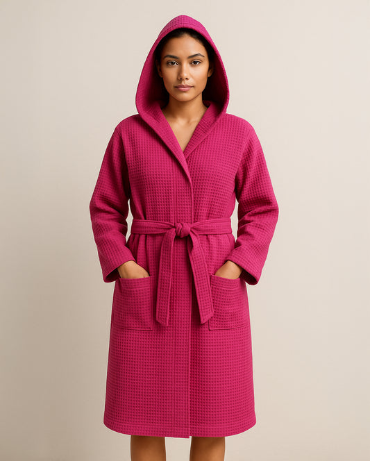 Bathrobe CARL COTTON Waffle Piqué - Fuchsia