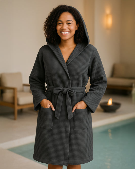 Bathrobe CARL COTTON Waffle Piqué - Anthracite
