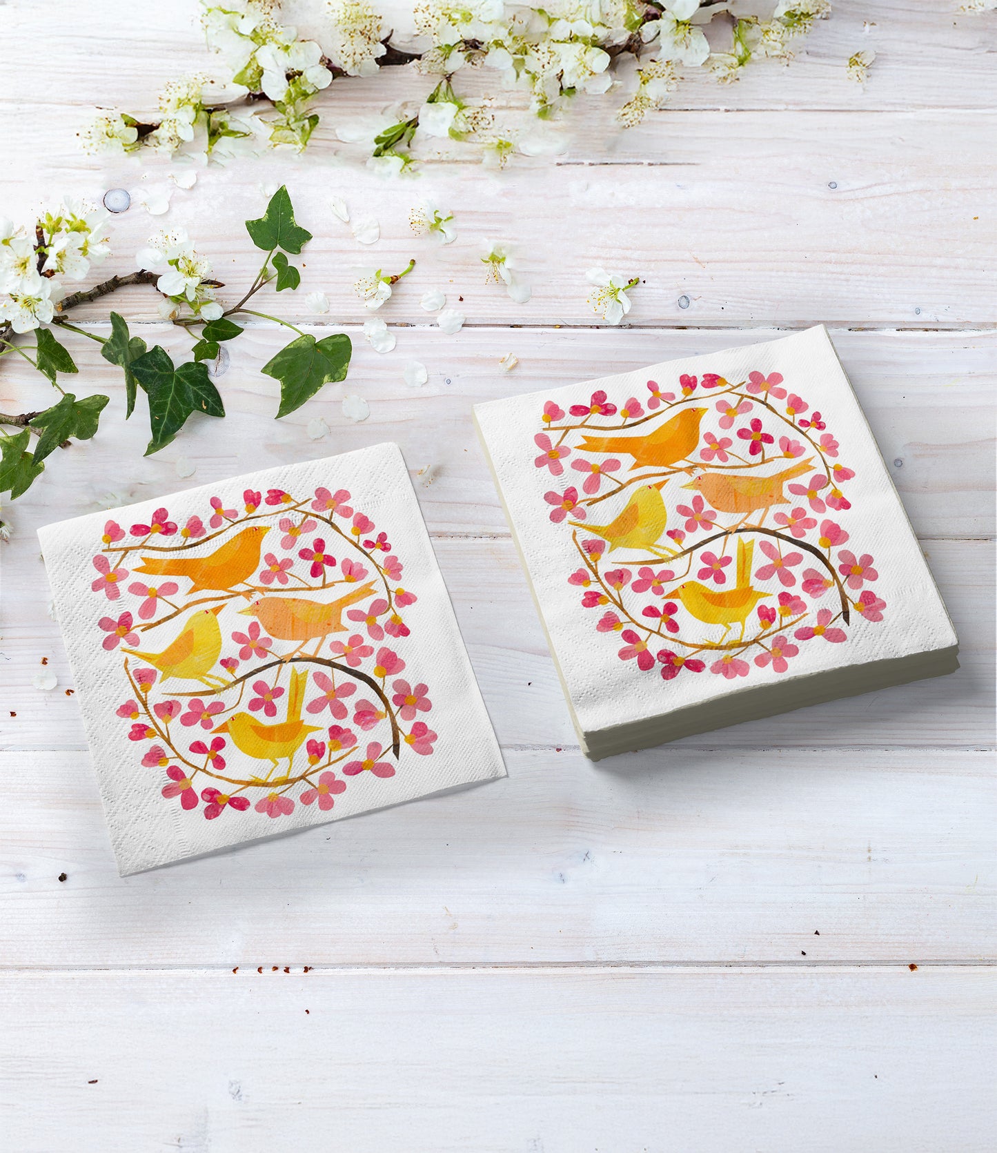 Papierservietten | ppd | Cherry Blossoms and Birds 18 | 33x33cm | 20 Stk.