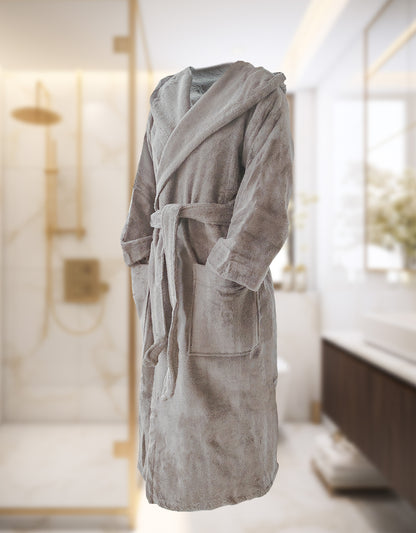 Hooded bathrobe NATURAWALK 100% organic cotton, unisex, long - anthracite