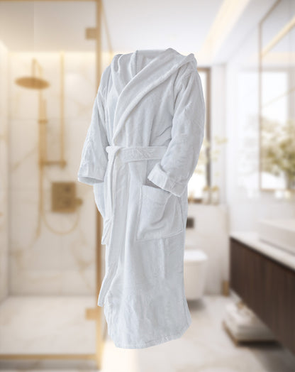 Hooded bathrobe NATURAWALK 100% organic cotton, unisex, long - anthracite