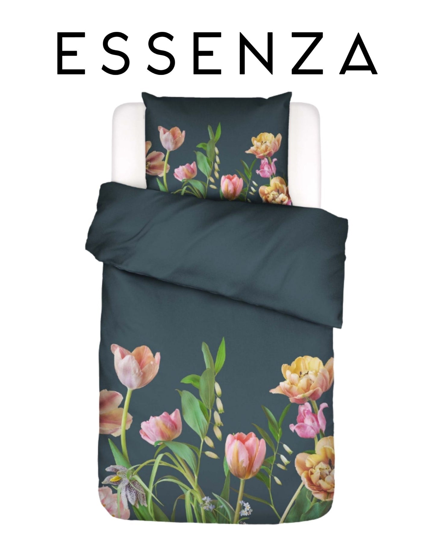 Bio-Baumwollsatin Bettwäsche | ESSENZA | Eloise | Slate Grey