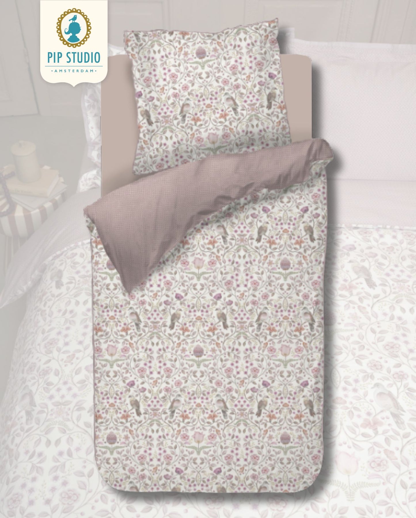 Perkal Bettwäsche | PIP STUDIO | Garden Dove | Off-White