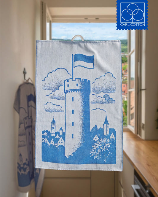 Geschirrtuch | CARL COTTON | Mehlsack | Blau-Weiß