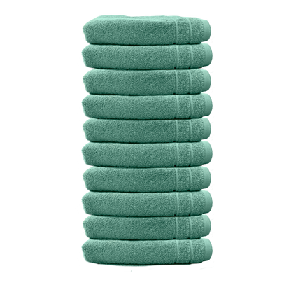 Ein Set aus zehn Seiftuechern von CARL COTTON aus 100 Prozent Baumwolle. Farbe Mint. Modell Trend Agave.
