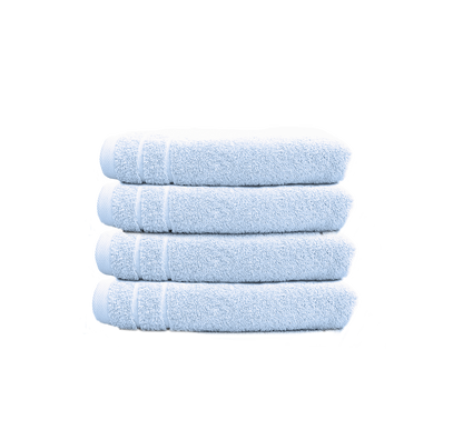 Ein Set aus vier Handtuechern von CARL COTTON aus 100 Prozent Baumwolle. Farbe Hellblau. Modell Trend Eisblau.