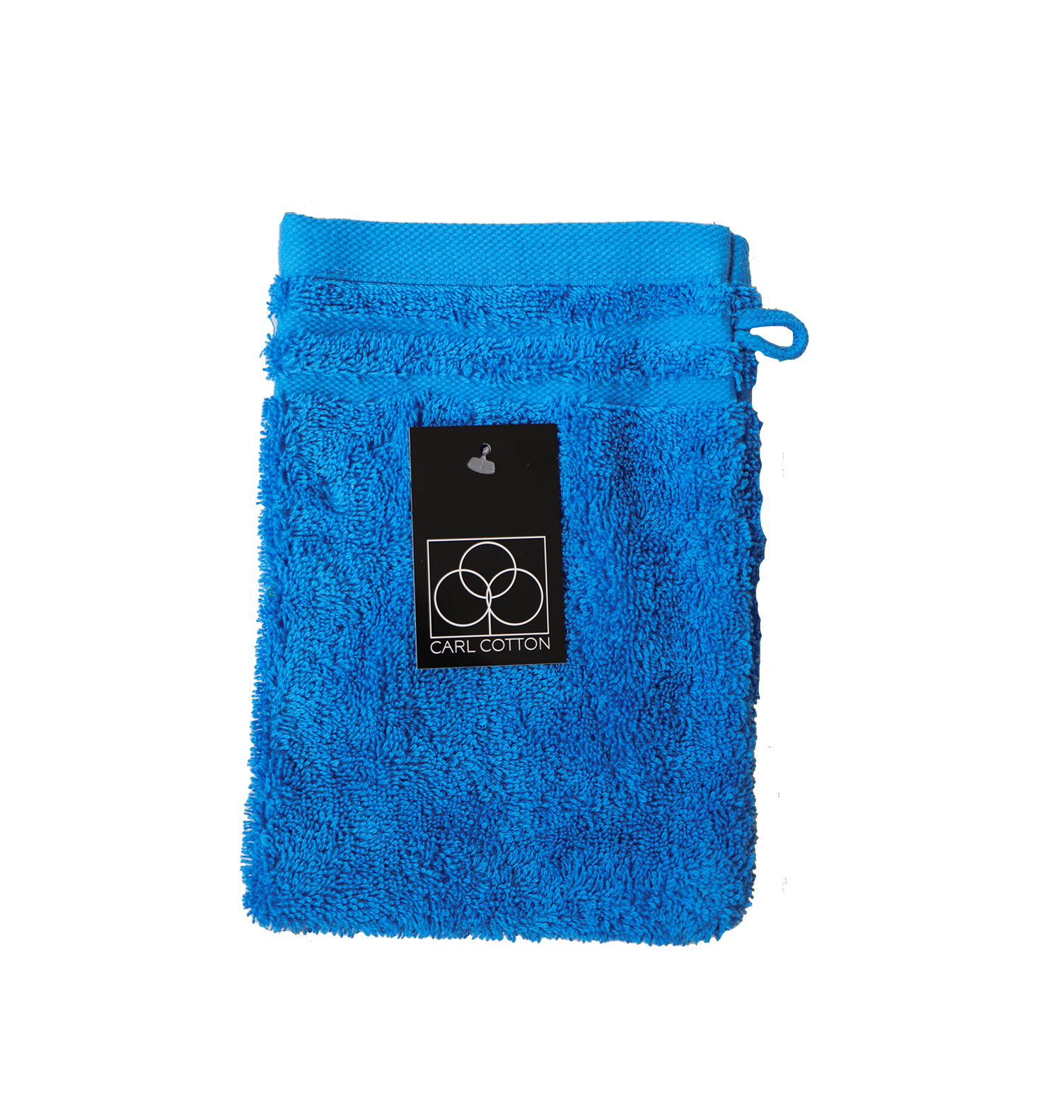 Ein Waschhandschuh von CARL COTTON aus 100 Prozent Baumwolle in der Groesse 16x21cm. Farbe Blau. Modell Trend Electric Blue.