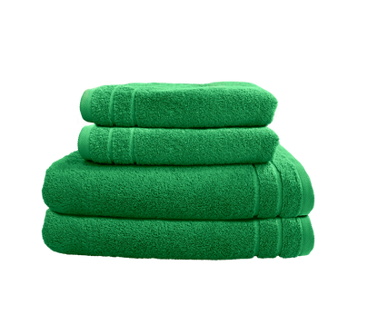 Ein Set aus zwei Duschtuechern und zwei Handtuechern von CARL COTTON aus 100 Prozent Baumwolle. Farbe Gruen. Modell Trend Gruen.