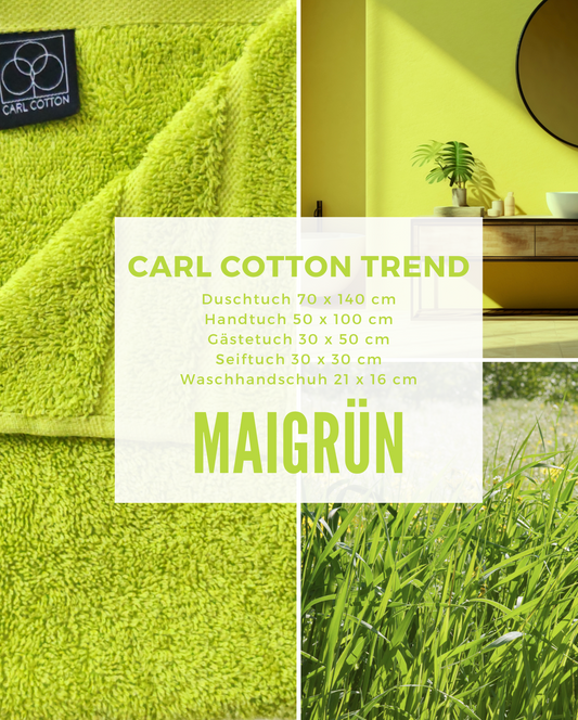 Collage aus Impressionen der Farbe Gruen. Passend zum CARL COTTON Handtuch Modell Maigruen.