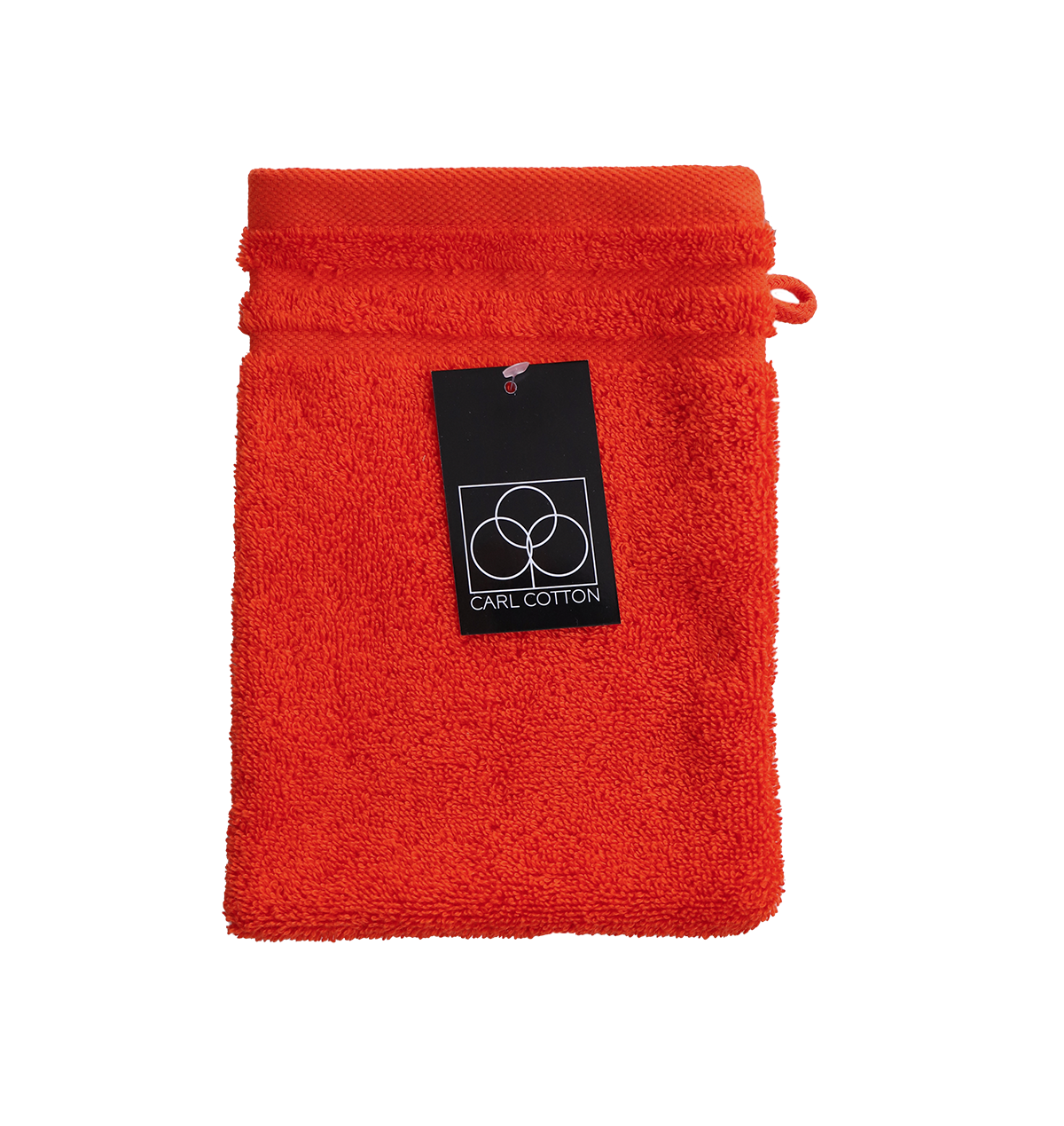 Ein Waschhandschuh von CARL COTTON aus 100 Prozent Baumwolle in der Groesse 16x21cm. Farbe Orange. Modell Trend Papaya.