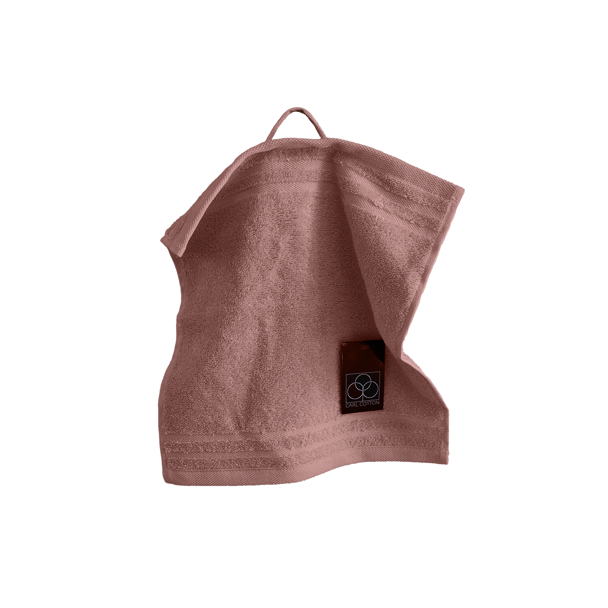 Ein Seiftuch von CARL COTTON aus 100 Prozent Baumwolle in der Groesse 30x30cm. Farbe Rosegold. Modell Trend Rosenholz.