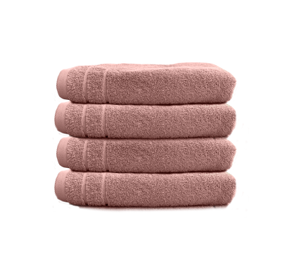 Ein Set aus vier Handtuechern von CARL COTTON aus 100 Prozent Baumwolle. Farbe Rosegold. Modell Trend Rosenholz.