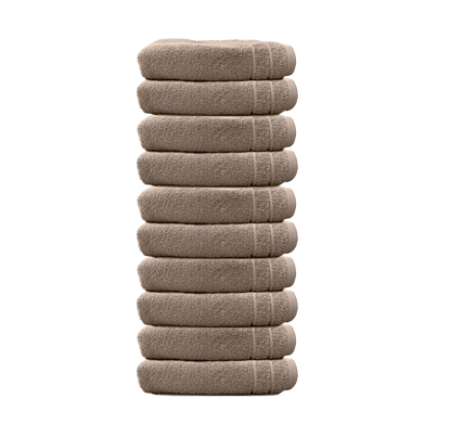Ein Set aus zehn Seiftuechern von CARL COTTON aus 100 Prozent Baumwolle. Farbe Taupe. Modell Trend Taupe.