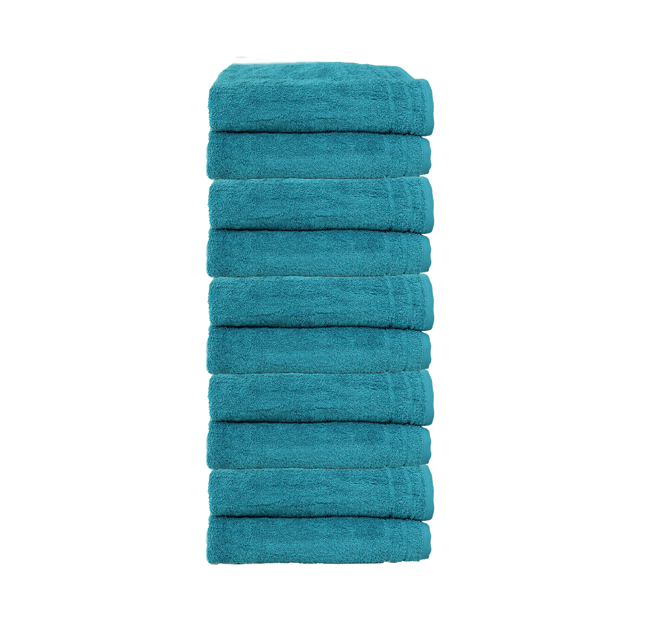 Ein Set aus zehn Seiftuechern von CARL COTTON aus 100 Prozent Baumwolle. Farbe Tuerkis. Modell Trend Tuerkis.