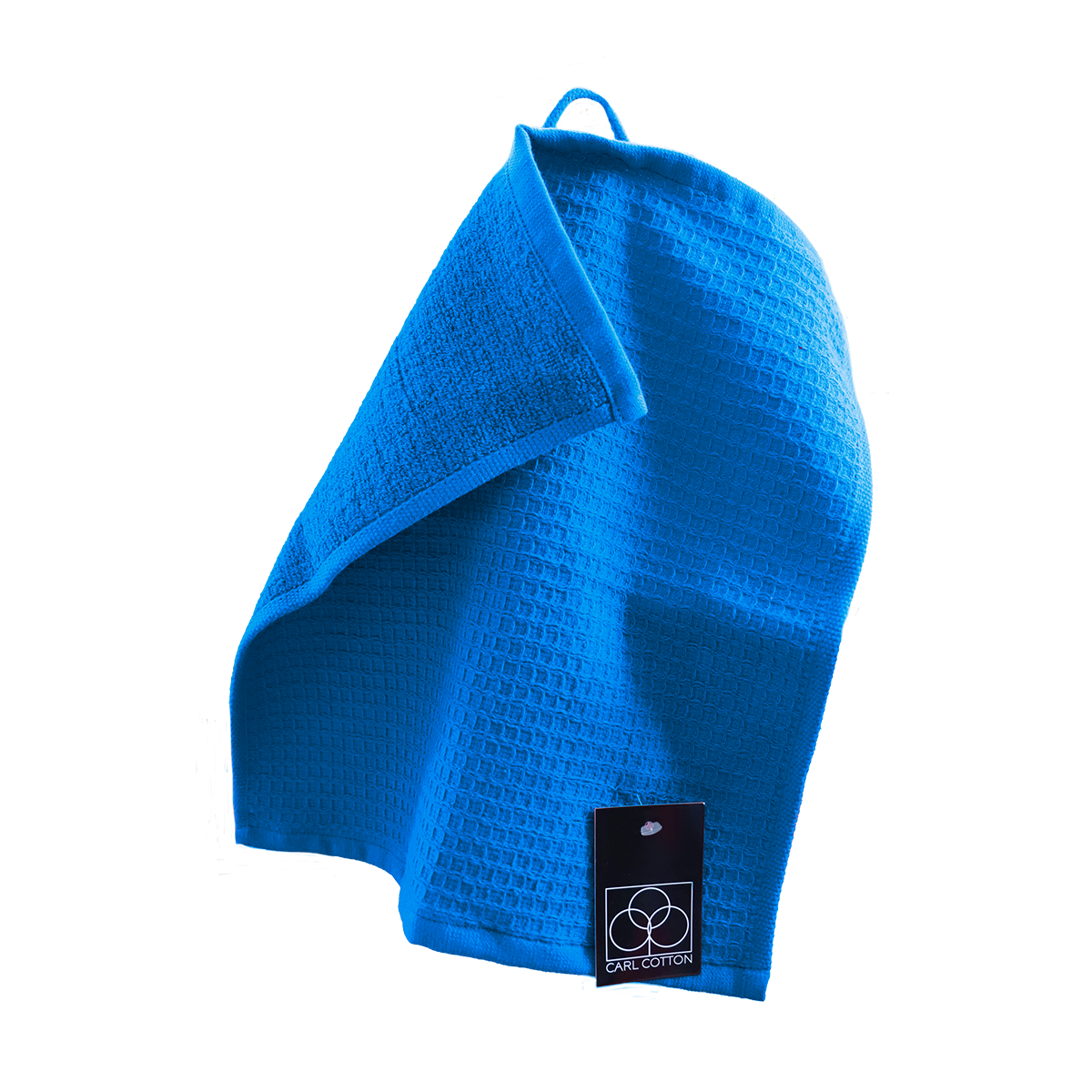 Ein Seiftuch von CARL COTTON aus 100 Prozent Baumwolle in der Groesse 30x30cm. Farbe Blau. Modell Waffelpique Electric Blue.