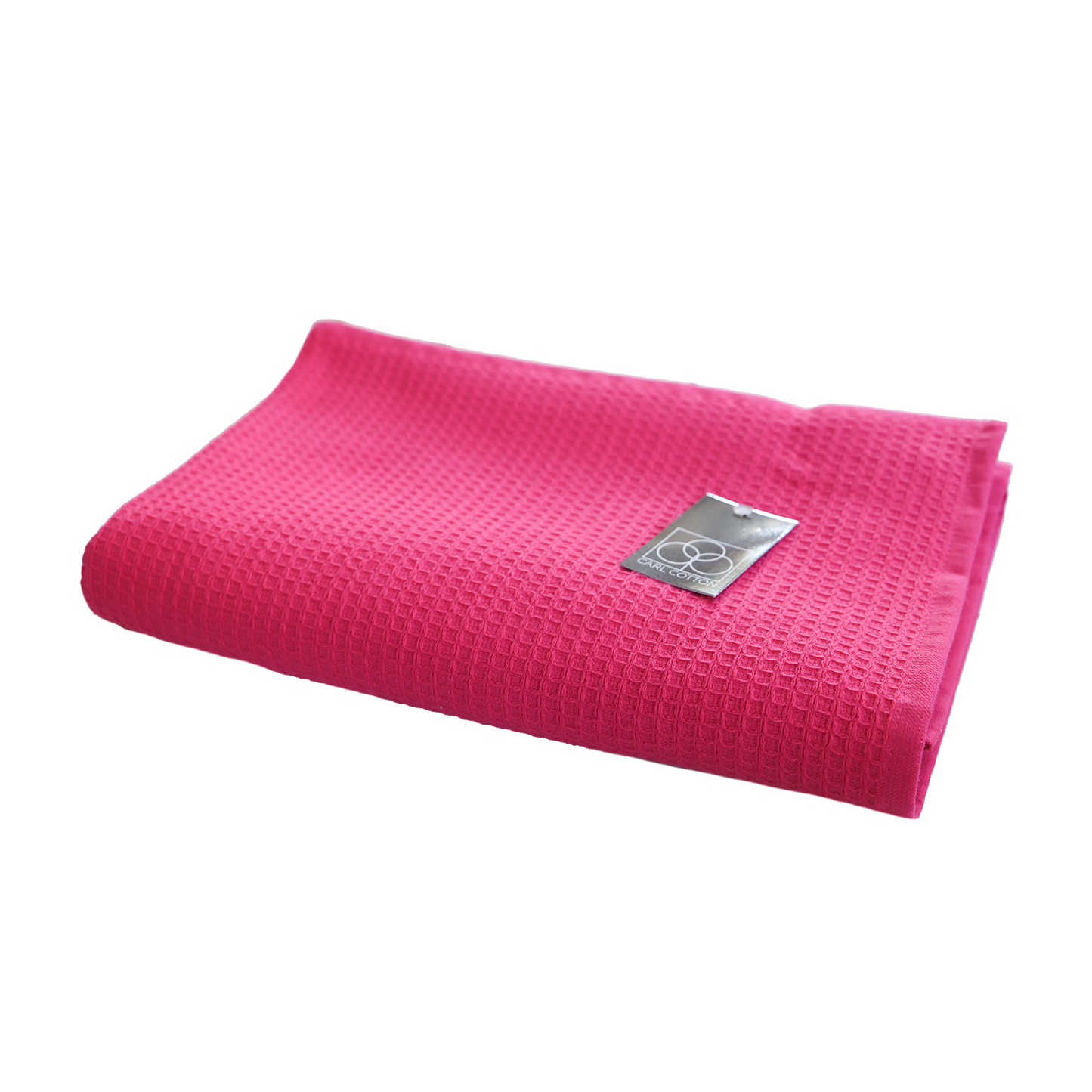Ein Duschtuch von CARL COTTON aus 100 Prozent Baumwolle in der Groesse 70x140cm. Farbe Pink. Modell Waffelpique Fuchsia.