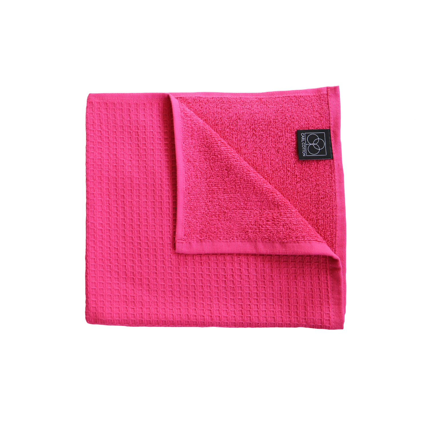 Ein Handtuch von CARL COTTON aus 100 Prozent Baumwolle in der Groesse 50x100cm. Farbe Pink. Modell Waffelpique Fuchsia.